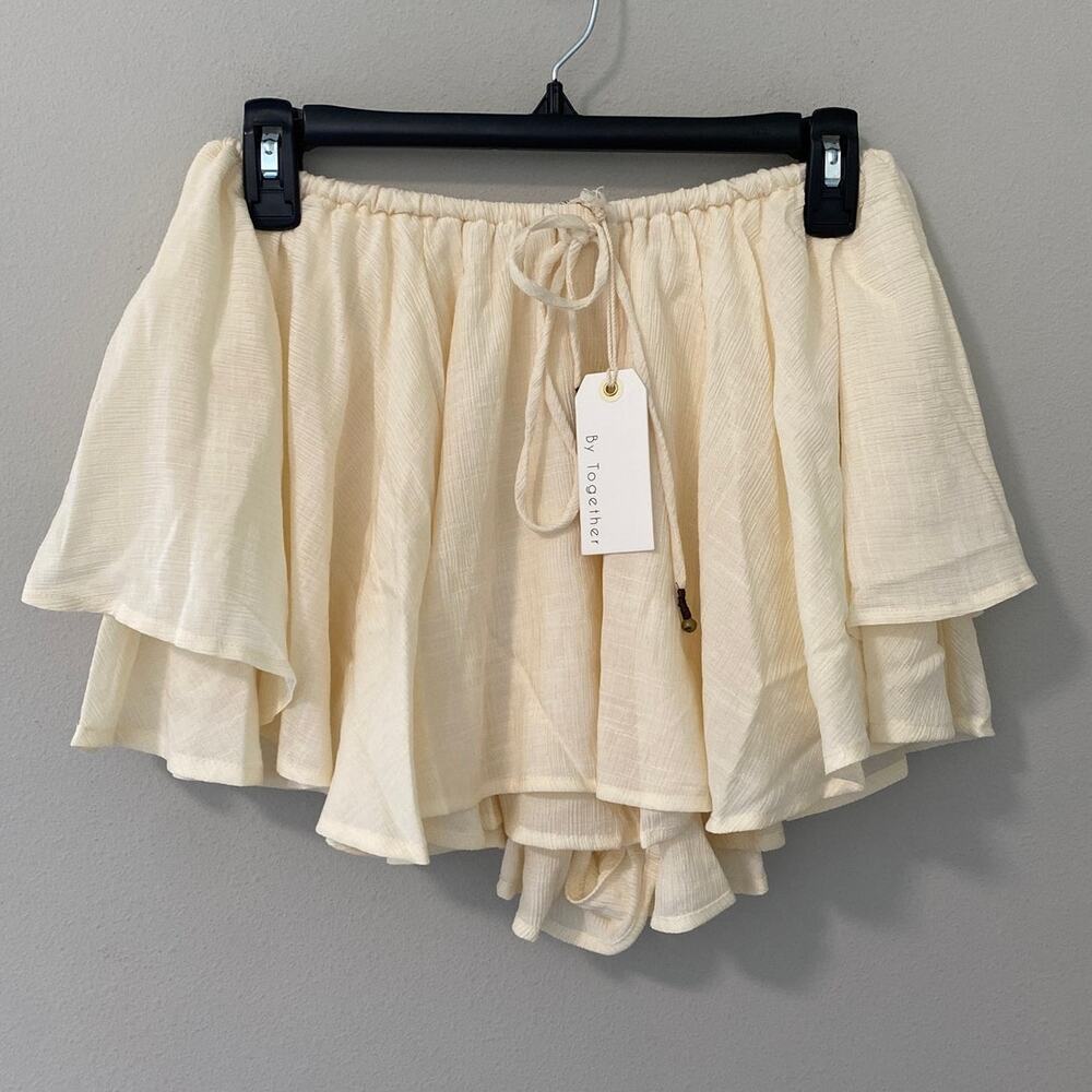 New By Together Ruffle Skort, Cream Size Medium